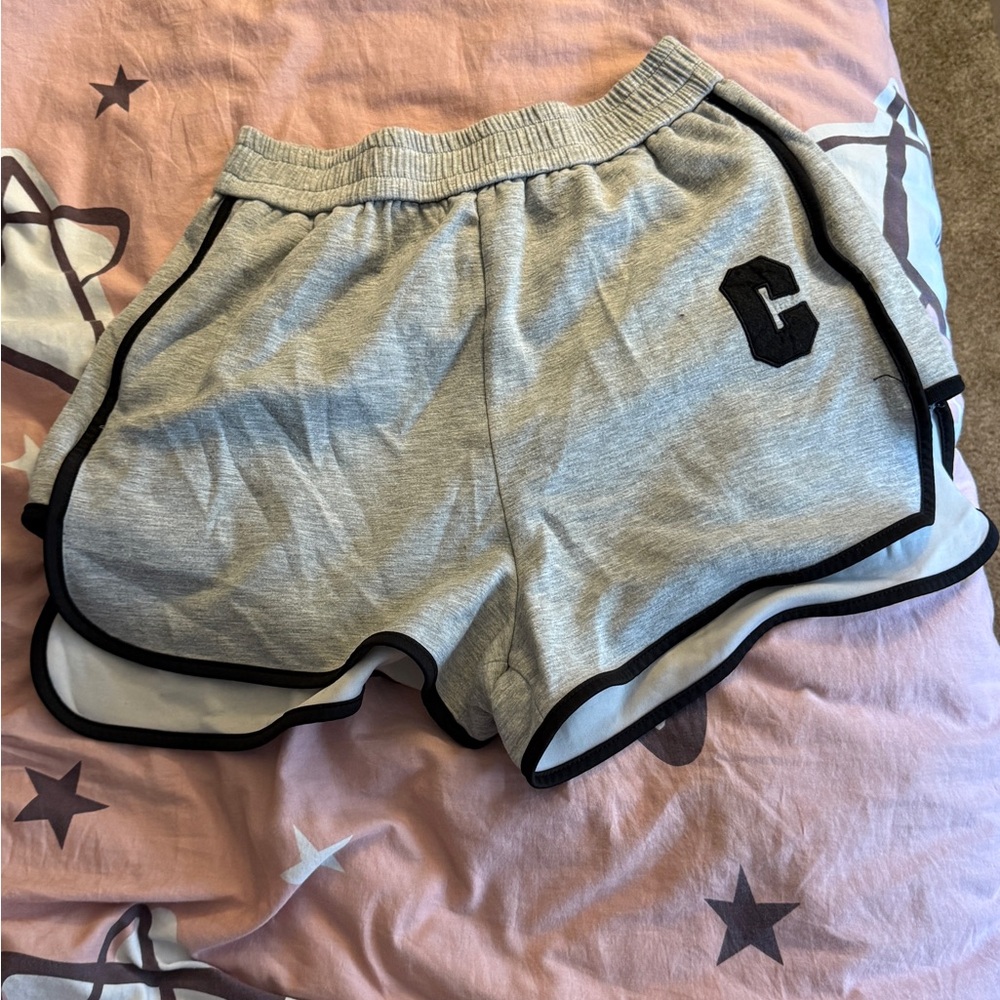 Gray Women's Shorts with Black Trim